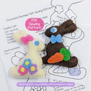 DIY Easter Bunny Peeps Felt Ornament PDF Pattern - Easter Felt Craft Pattern - Sewing Pattern - Hand Sewing Pattern