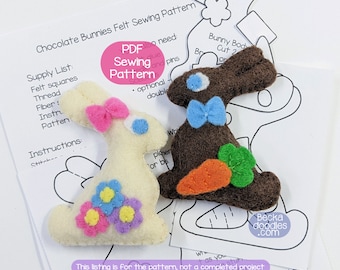 DIY Easter Bunny Peeps Felt Ornament PDF Pattern - Easter Felt Craft Pattern - Sewing Pattern - Hand Sewing Pattern