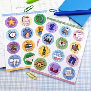 SS1001 Adulting Rewardsステッカーシートは、プランナー、カレンダー、日記帳に貼ったり、友達にプレゼントして笑わせたりできます。