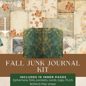 Fall Junk Journal Digital Paper Kit, Includes Fall Ephemera, Autumn Folio, Autumn Pockets, Fall Cards, and Blank Filler Paper