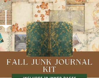 Fall Junk Journal Digital Paper Kit, Includes Fall Ephemera, Autumn Folio, Autumn Pockets, Fall Cards, and Blank Filler Paper