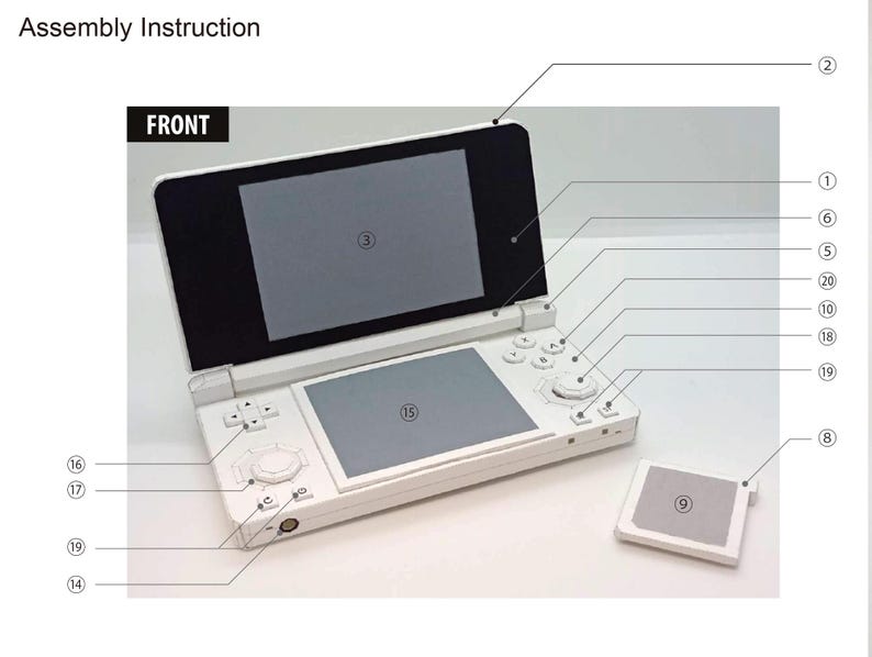 Handheld game console papercraft, PDF SVG, Portable Game Machine, Low-Poly Decoration, Diy Game Controller, 3ds, ds, Retro Game　 image 7