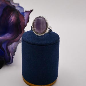 Solid amethyst ring made of 925 sterling silver, size 11 (65 mm), new!