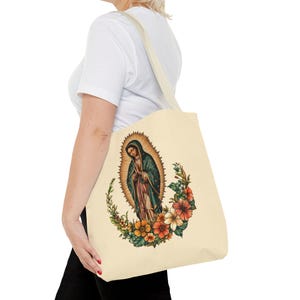 Tragetasche mit Unserer Lieben Frau von Guadalupe, Religiöses Katholisches Geschenk, Jungfrau Maria Kunst, Religiöse Tote, Katholische Tasche