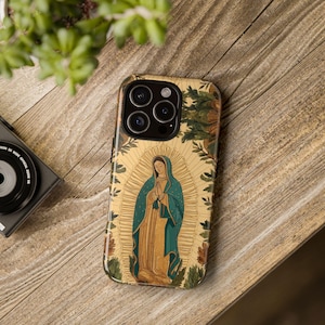 Unsere Dame von Guadalupe Robuste Telefonhülle, Schutzhülle, katholisches Geschenk, religiöses Telefonzubehör, Jungfrau Maria iPhone Hülle