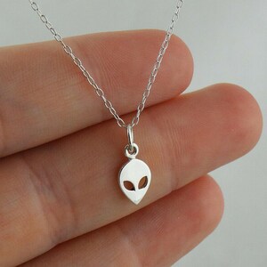 Alien Charm Pendant Necklace, Hypo Allergenic Jewelry, Daily Wear Dainty Necklace For Unisex, UFO Jewelry Gift, Alien Face Charm Necklace
