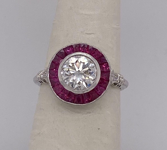 Old European Cut CZ Stone Wedding Ring, Women's Target Halo Ring