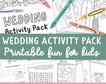 Hochzeit Erinnerungspack für Kinder. Hochzeitstischspiele für Kinder. Hochzeitsfeier Ausmalbilder. Hochzeits-Arbeitsbuch. PDF Begleitheft