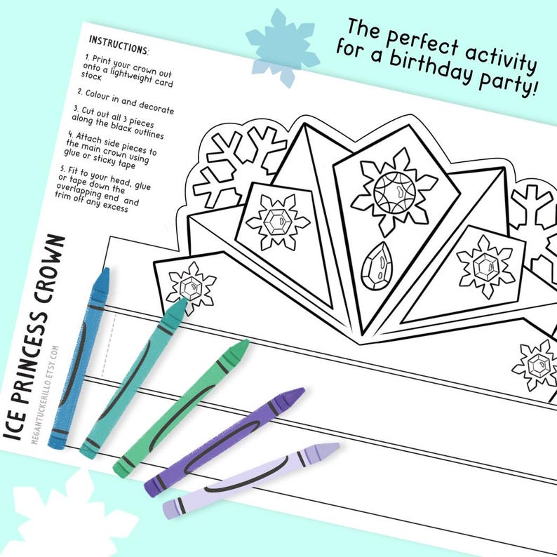 Ice Princess Crown Printable Craft. Frozen Craft Activity. Frozen ...