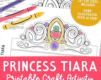 Princess Tiara Crown Craft. Princess Party Craft Activity. Princess Birthday Party favours. Princess Party decor. Princess Party Hats