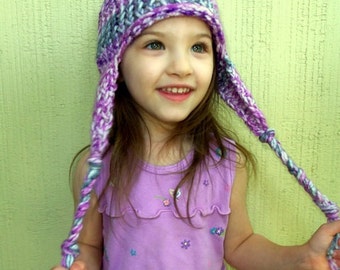 Loom Knit Striped Ear-flap Hat Pattern - Etsy