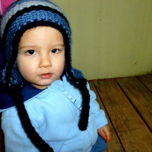 Loom Knit Striped Ear-flap Hat Pattern - Etsy