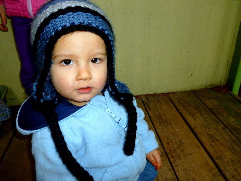Loom Knit Striped Ear-flap Hat Pattern - Etsy