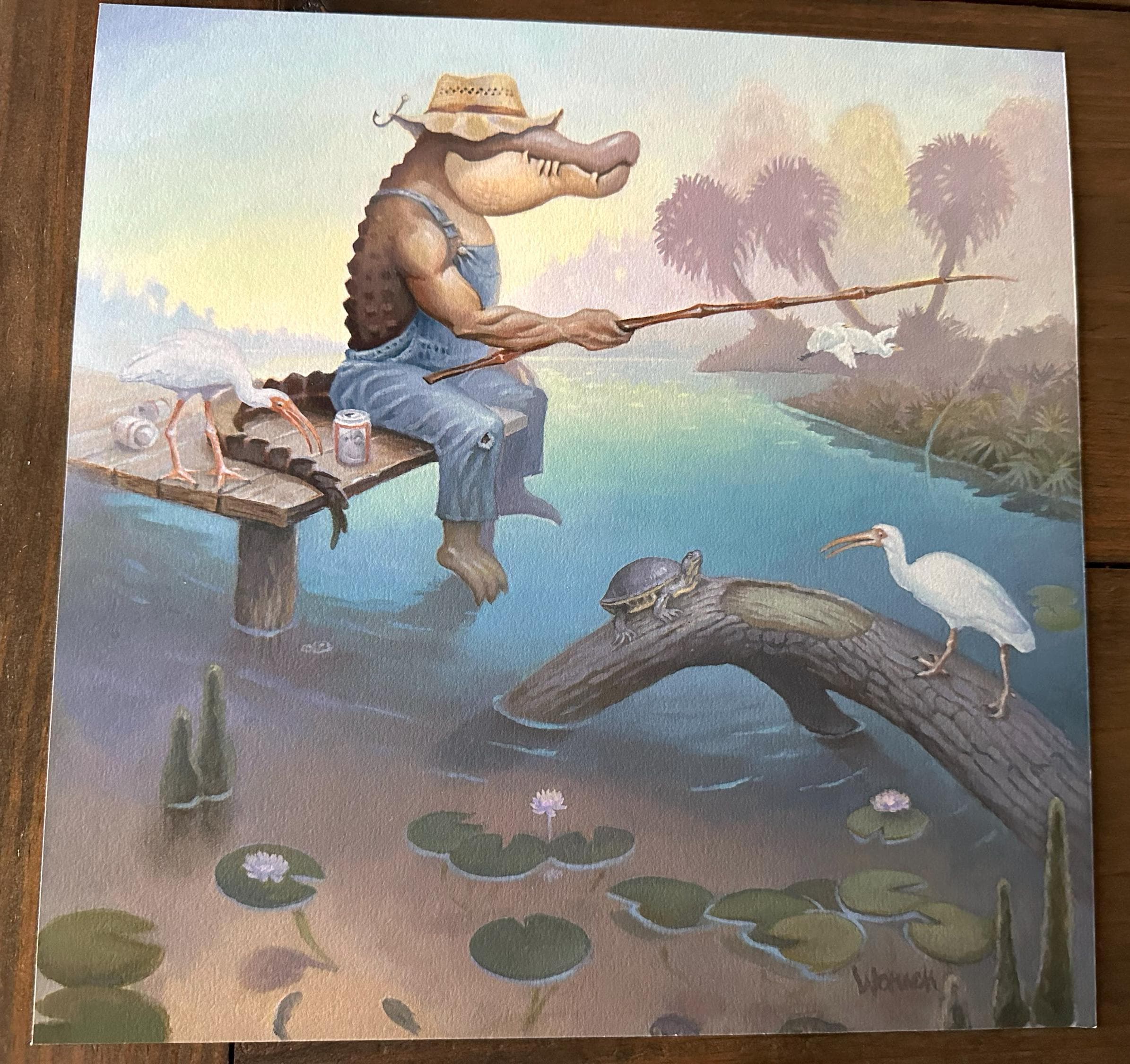 Alligator Fisherman Art Print, Southern Humor Gicle - Etsy