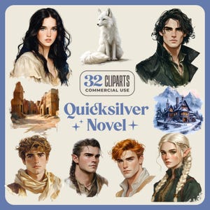 36 Quicksilver Novel Cliparts - Teil 1 - Transparente Png - Charaktere und Orte - Märchenbuch, Alchemie Buch, Junk Journal Collage
