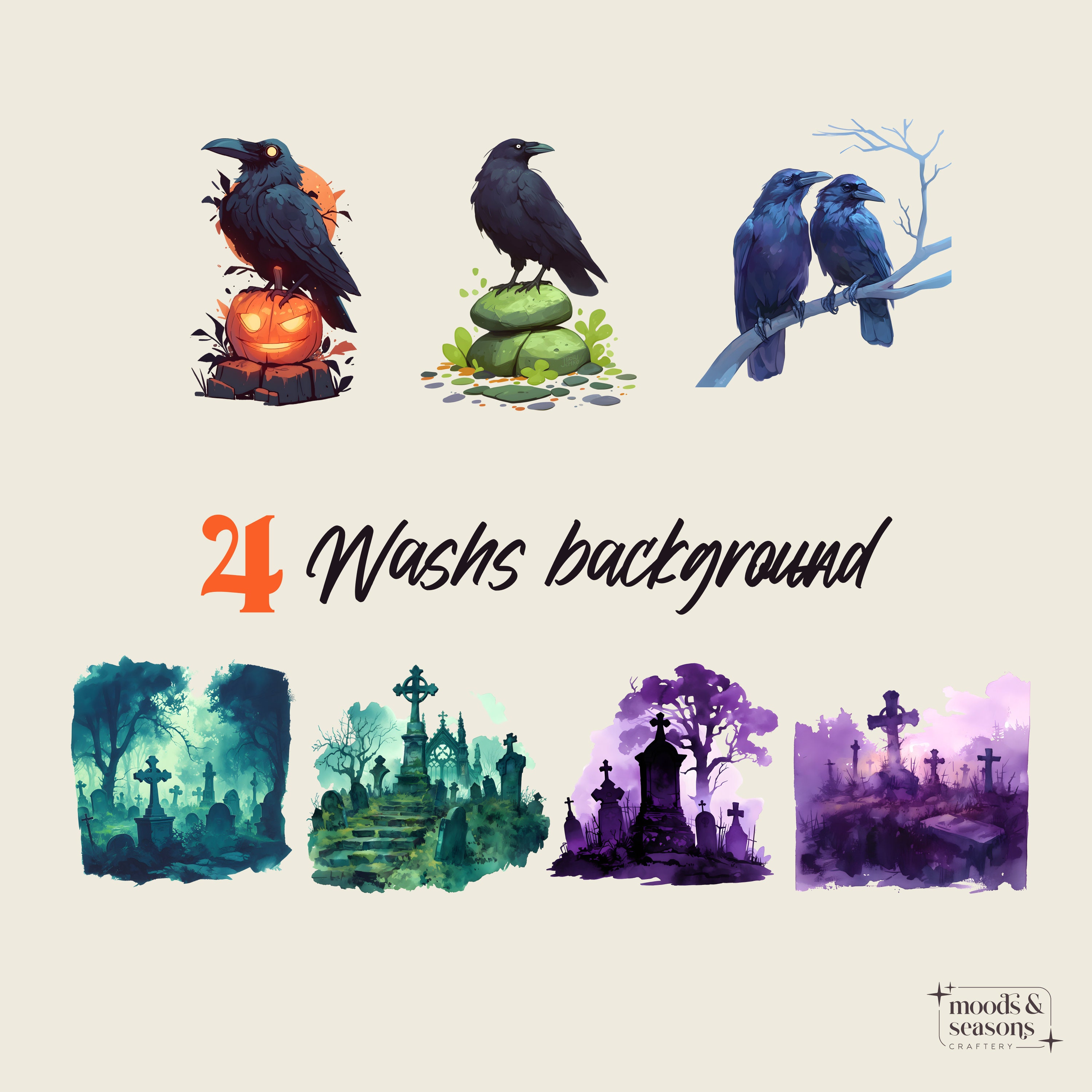 19 Crows Cliparts - 300 DPI Png - Cute Animals and Elements - Halloween ...