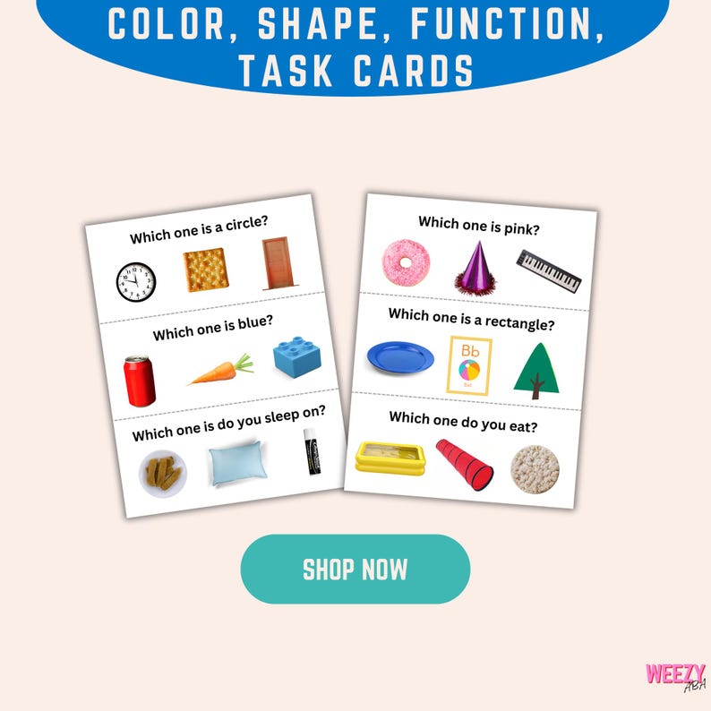 Shape Color and Function Discrimination Cards - Etsy