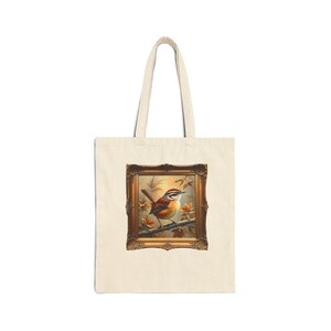 Carolina Wren Cotton Canvas Tote Bag bird watcher lover nature outdoor