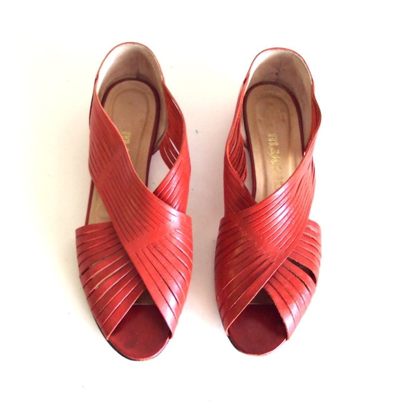 Maserati Women Lip stick Red Italy Vtg Shoes Sz 6 1/2