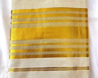 Kasavu Saree with Tassels, Set Saree with blouse, Kerala tissue saree, Indian saree, wedding sare, Onam Saree, lines saree