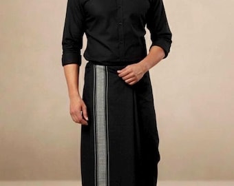 Lungi / Paréo Homme 100% Coton - Blanc - Taille Libre L - Pour Plage, Surf, Loisirs