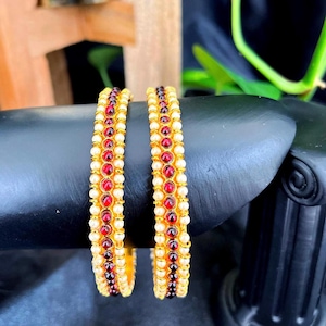 Bharatnatyam, Kuchipudi, Weddings | Classical Jewelry | Kempu Temple Indian jewelry Bangles |