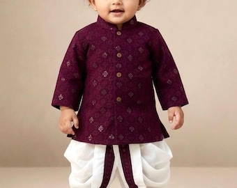 New Born to Infant (0–12M) boys Kurta sets | new born Infant Boys kurta dhothi set| Indian wedding, Desi partywear| Ethnic Baby Clothes
