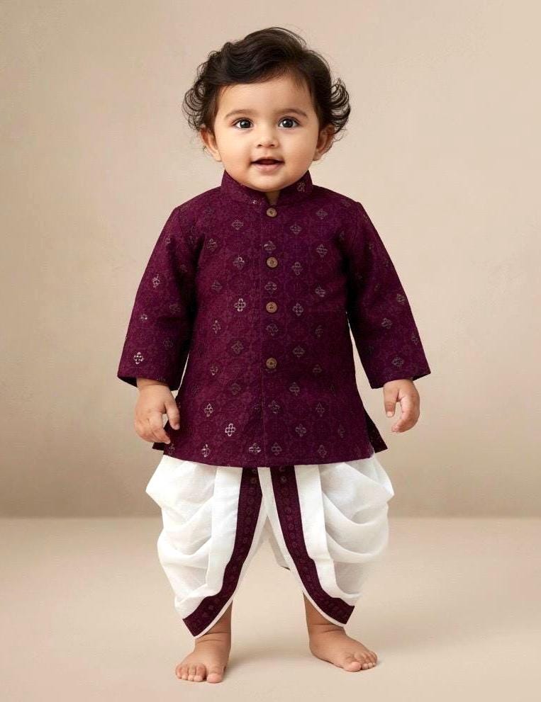 New born (3-6M) Regular/ Plus Size Baby Kurta Set 7 Colors Infant Boys kurta dhoti set Indian wedding, Desi partywear Ethnic Baby Clothes