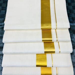 Kerala Men&#39;s Kasavu Dhothi/Vesti/Mundu double, Hand loom 1.5&quot; Kara/ boarder, Kasavu Mundu, Onam Vishu Special Mundu, Veshti, Double Mundu