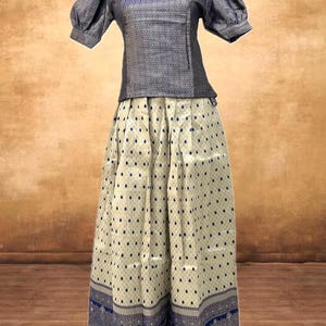 Blouse Skirt Set |Traditional Handloom Look |Cream and Gold Ethnic Wear |Women&#39;s skirt Set| Onam Set | Dhavani Set | Half Saree
