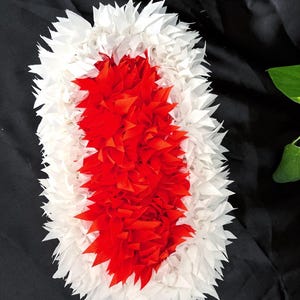 White and Orange Ovel Cloth Flowers  | Bharatanatyam Kuchipudi Dance flowers | | veni kondai | Classical Dance Jewelry, ovel cloth flower