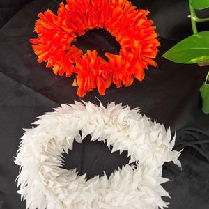 White & Orange Satin folded K CUT Flowers | Bharatanatyam Kuchipudi Dance flowers | veni kondai | Classical Dance Jewelry| Hair Garland