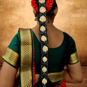 Bharatanatyam Temple hair jewelry, Red and Green stones/Bharatanatyam jewelry/Dance jewelry/Indian jewelry/Wedding jewelry