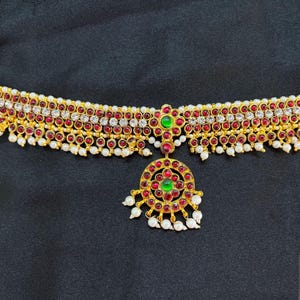 Red KEMPU Temple Indian Jewelry Headset | Bharatnatyam, Kuchipudi | Classical Dance Jewelry | Bharatanatyam Jewelry| Classical Dance jewelry