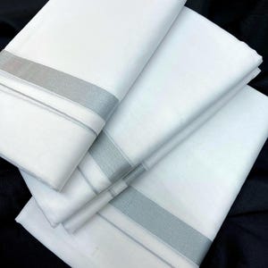 White Dhoti for Men with Silver Border| Traditional Indian Men Wear| |Kerala Men&#39;s Kasavu Dhothi/Vesti/Mundu double