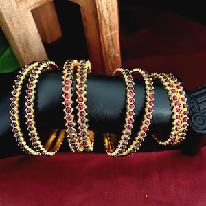 Bharatnatyam, Kuchipudi, Weddings | Classical Jewelry | Kempu Temple Indian jewelry Bangles |