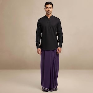 Dhothi de color para hombre: dhothi indio para hombre, dhothi de algodón de color, dhothi negro