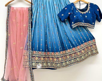 Embroidered Lehenga Choli: Indian Pakistani Partywear, Wedding Outfit