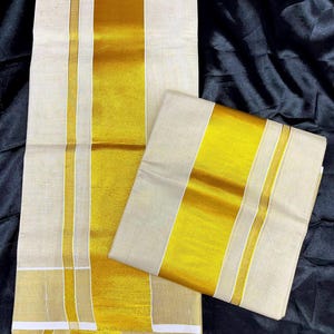 Tissue Set Mundu, Set Mundu with blouse, Kerala tissue set mundu, Setmundu, Onam setmundu, Mundum Neriyathum, handloom cotton set mundu