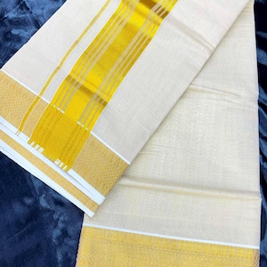 Plain Tissue Silk Kasavu Saree, Set Saree with blouse, kerala tissue saree, Indian saree, wedding sare, onam saree