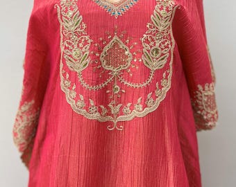 Embroidered Pink Kaftan Dress