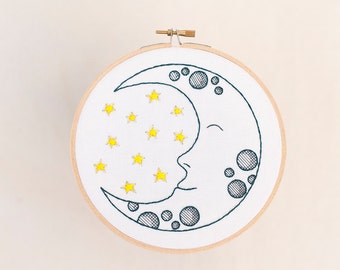 Sleepy Moon PDF Hand Embroidery Pattern