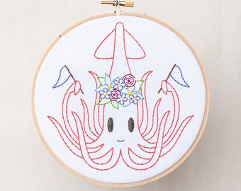 Party Squid PDF Hand Embroidery Pattern