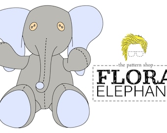 Flora Elephant Stuffed Animal Sewing Pattern