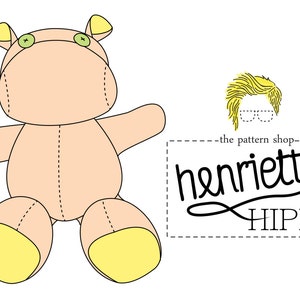 Henrietta Hippo Stuffed Animal Sewing Pattern image 1