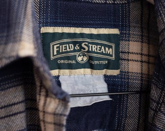 Rare Vintage Field & Stream Men's Heavyweight Linen/Cotton Button-up Shirt - Size Large