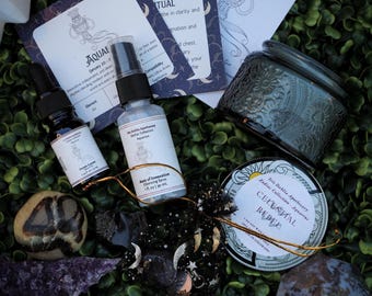 Kit de rituales del zodíaco / Regalo de autocuidado astrológico / Kit de intenciones con cristales