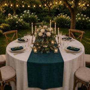 Dark Green Linen Table Runner, European Flax Table Decor for Restaurants and Weddings