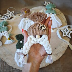 Handmade Macrame Gnome Ornament, Ornament for Tree, Holiday Ornament, Christmas Decor for Tree & Home, Mint Gnome Ornament