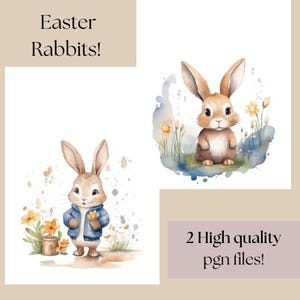 Cute Easter Bunny Clipart PNG Bundle Easter Rabbit PNG Spring Bunnies Watercolour Design Sublimation Bunnies Clip Art